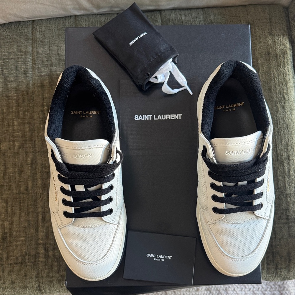 Yves Saint Laurent White and Black Athletic Shoes
